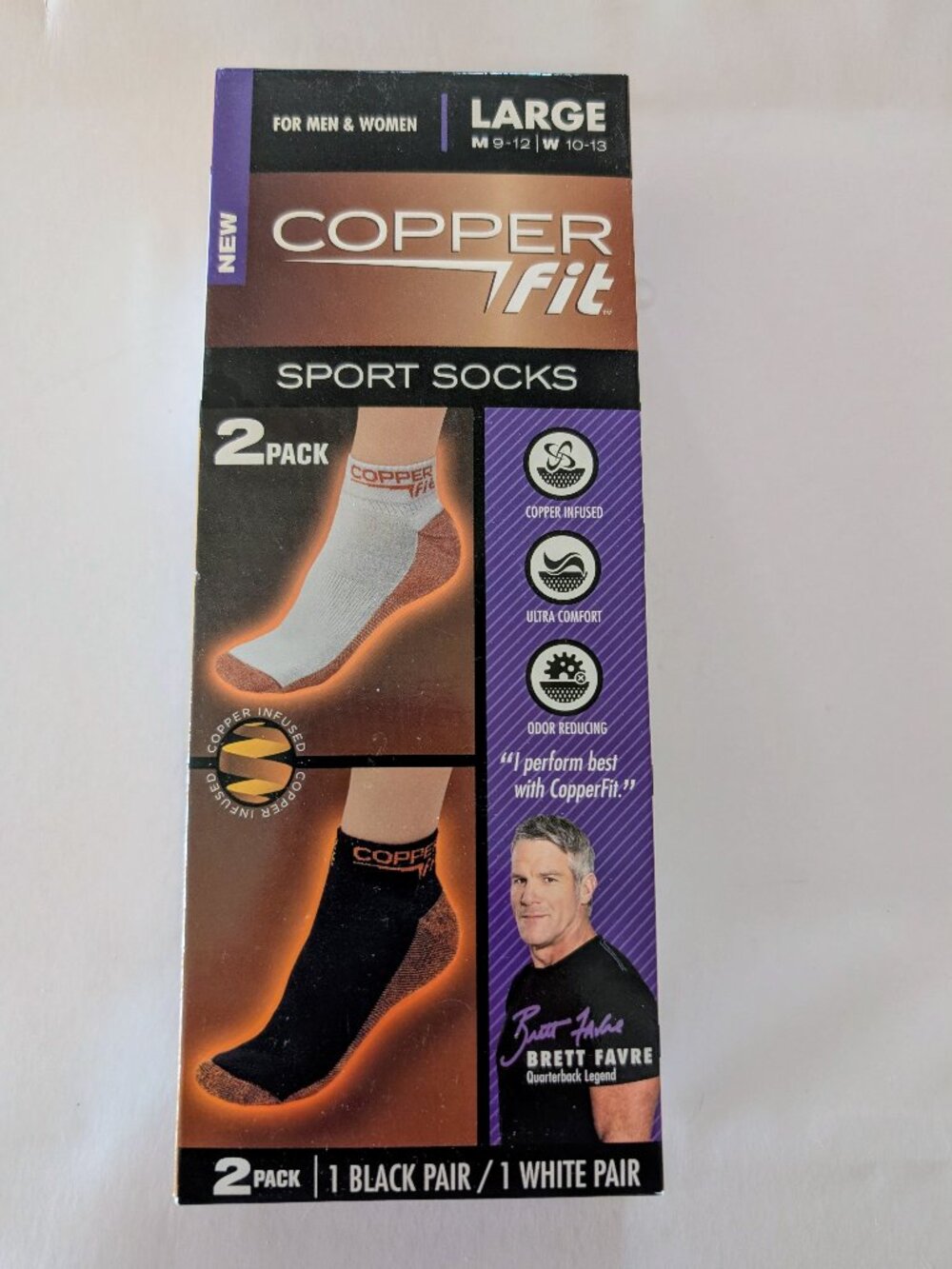 New in Box Large Size Copper Fit Sport Socks As Seen On TV